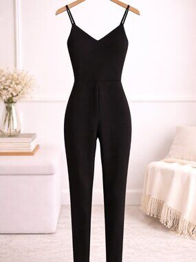 Spiritual Gangster Stella Jumpsuit Black XL NWT Strappy Stretch MSRP $128
